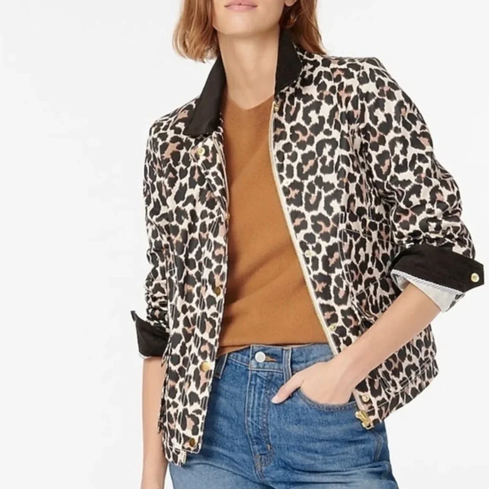J. Crew Leopard Print Barn Jacket XS
